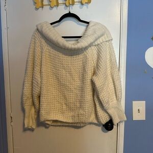 Express Off-Shoulder Cream Sweater